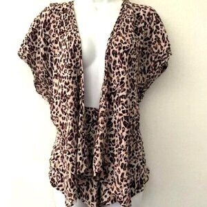 LEOPARD L.I.F.E. LOVE IS FOR ETERNITY SWIM COVER UP CARDIGAN AND SHORTS
